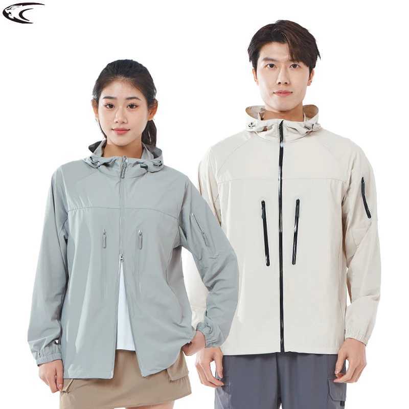 LNGXO Mens Womens Hiking Rain Coat Sun Protective Camping Trekking Waterproof Jacket Unisex Stretch TwoWay Zipper Windbreaker J251029