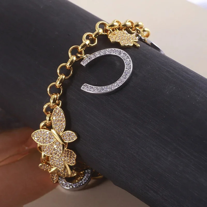 KS European Fashion Trend Versatile Flower Butterfly Ushaped Bracelet Niche Beauty 251024