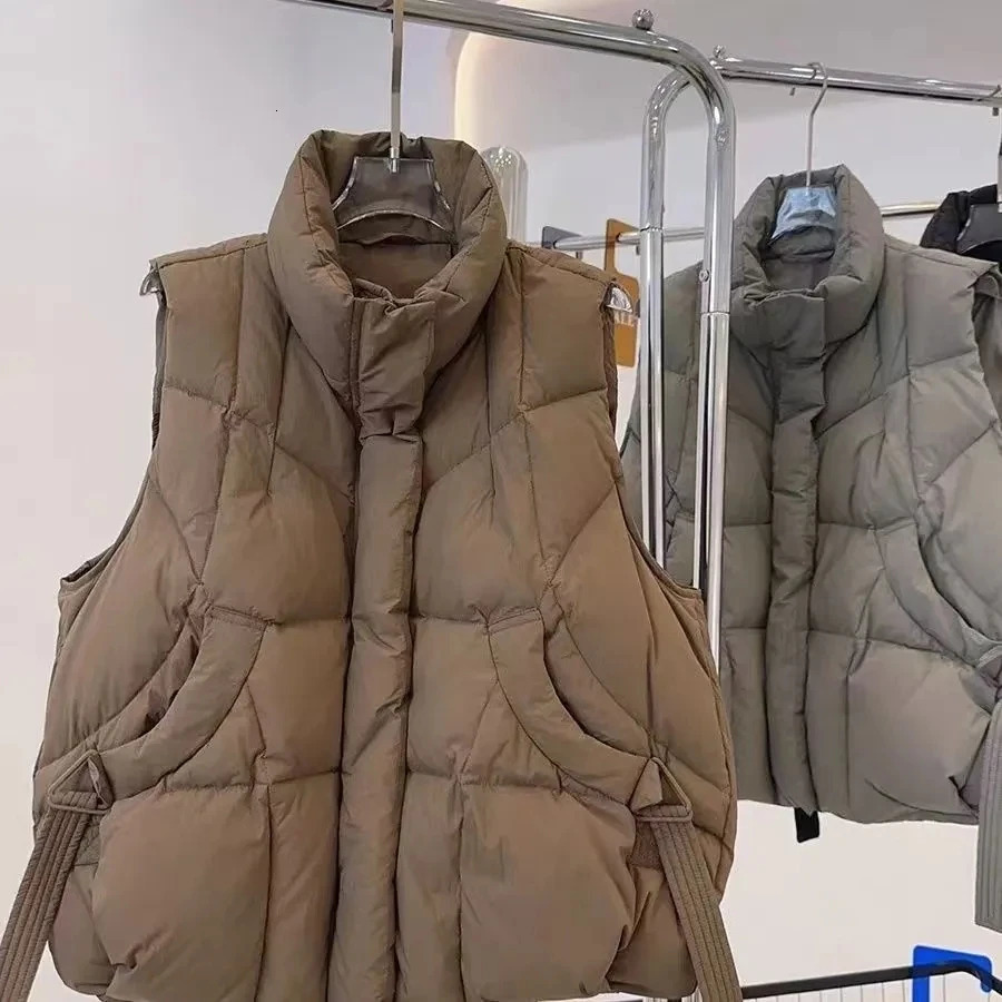 Autumn Winter Women Down Vest Jacket 2025 Women Sleeveless Waistcoat Stand Collar Women Cotton Vest Coat Women Waistcoat Top 251029