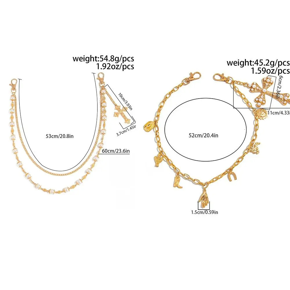 Retro Gothic Pearl Waist Chain Beads Hip Hop Tassel Jeans Chain Bag Chain Harajuku Pants Chain Male 251021