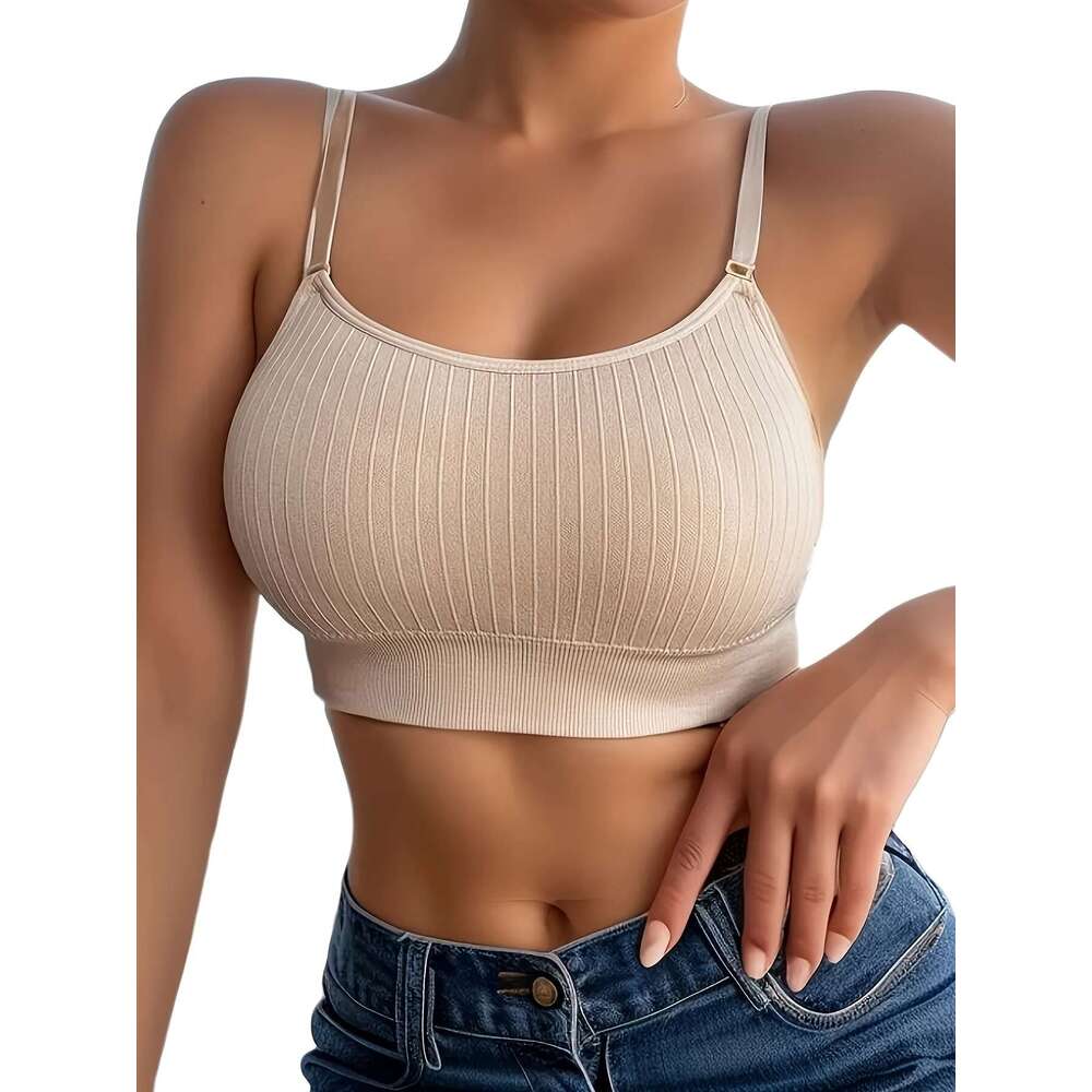 6pcs Women's with Adjustable Straps & Removable Padded Cups Non-Padded Black, White, Grey, Navy, Brown, Purple Seamless Design, Options, Comfort 