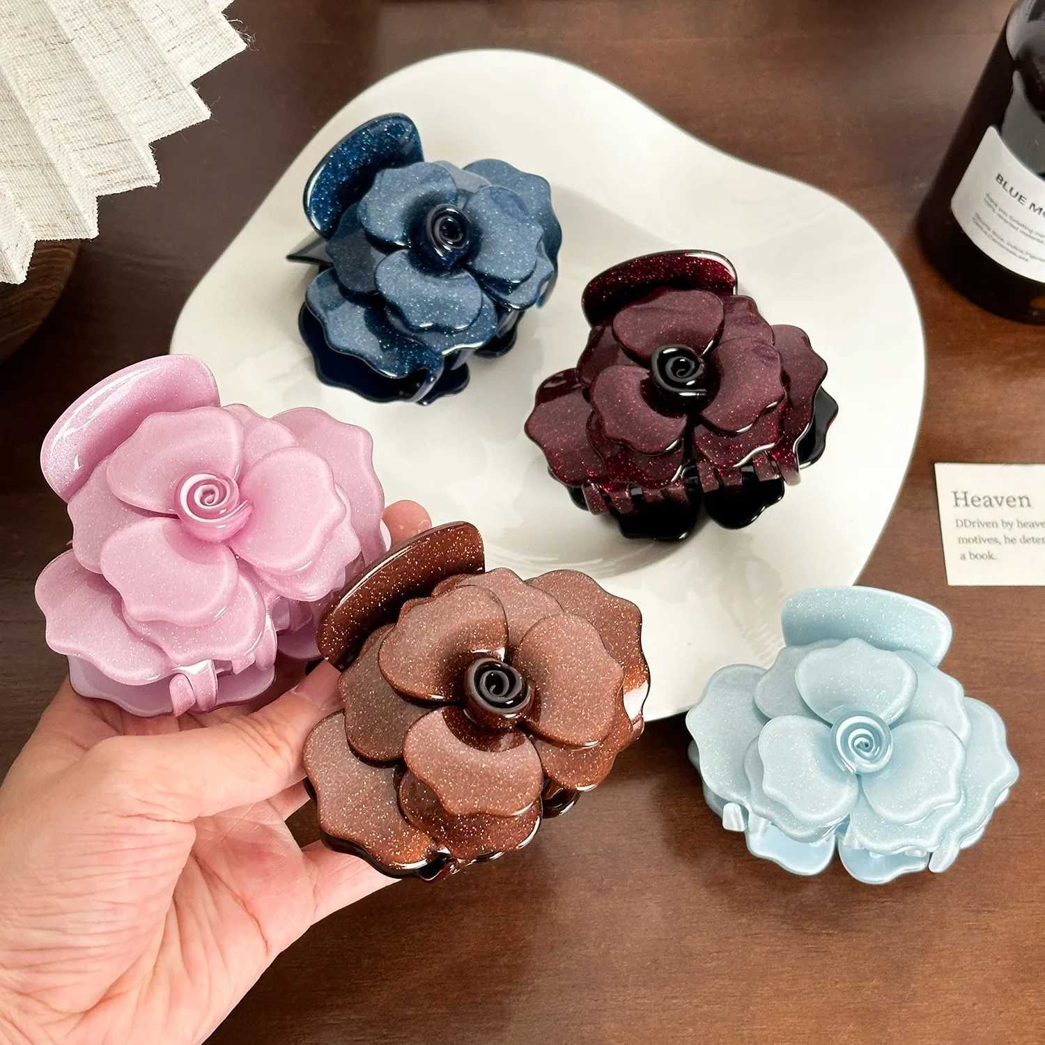 NEW 82CM Sweet Rose Camellia Acetate Hair Claw Flower Series Claw Clips INS Trendy Hair Clips for Women Girls Hair AccessoriesW251028