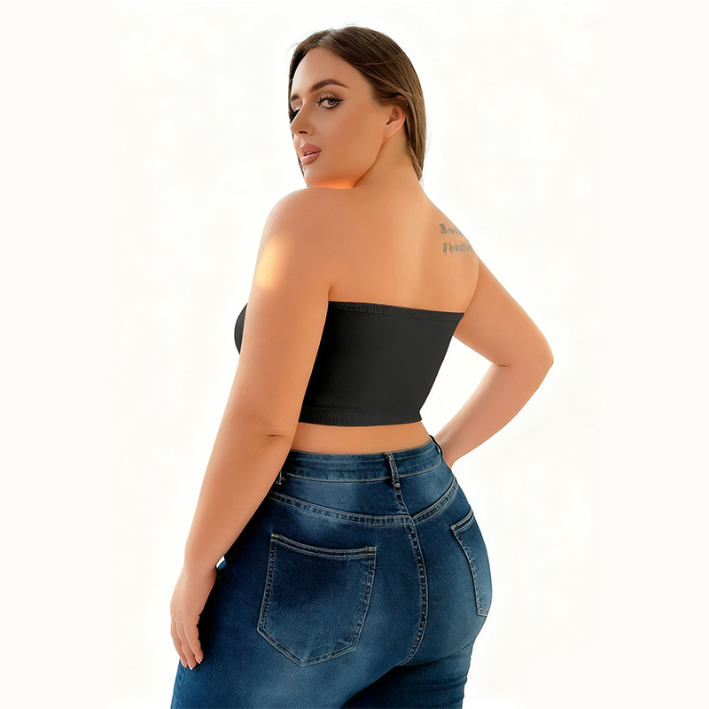 Bras Plus Size Seamless Bandeau Bra 3-Pack, Wireless Strapless Sports Crop Top, Stretchable Comfort Bra Set for Curvy Women Daily & Casual Wear