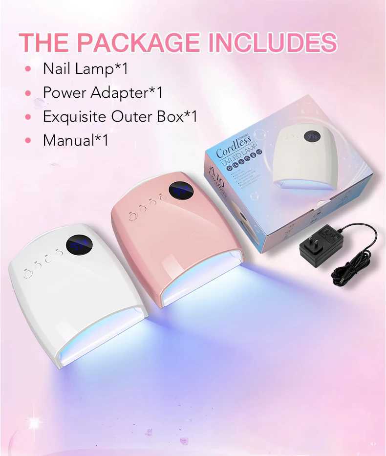 45 LEDs 4 Timers Modes 168W UV Lamp For Nails Wireless Gel Polish Nail Dryer Pedicure Manicure Light Cordless LCD Nail Lamp J251117