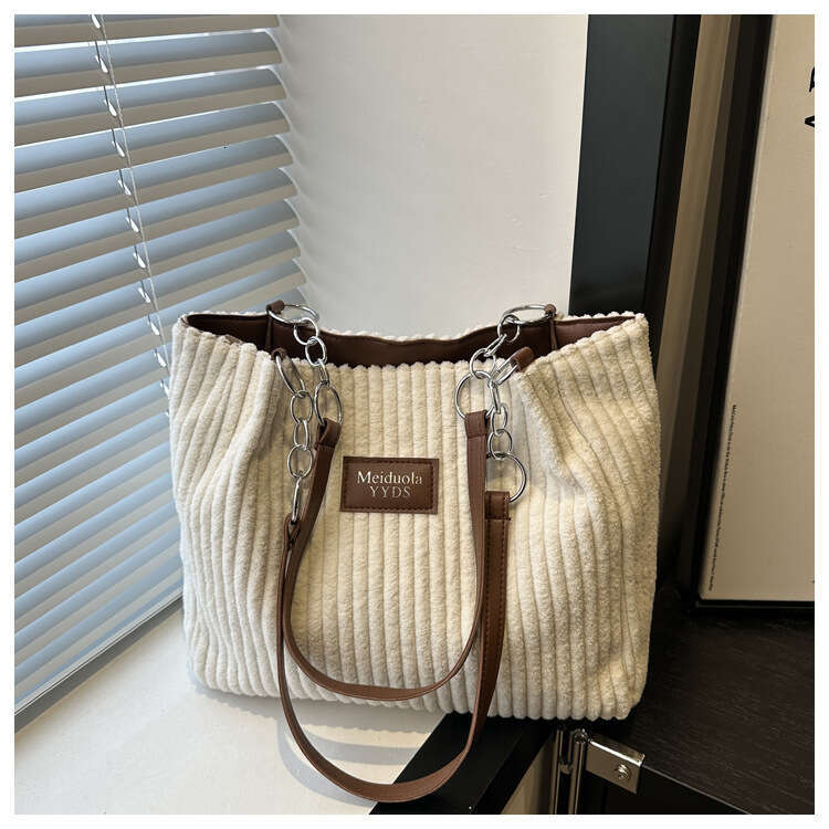 Designer bag Large Capacity Corduroy Chain Underarm Tote Women's 2024 Autumn Trendy Shoulder Commuter Bag
