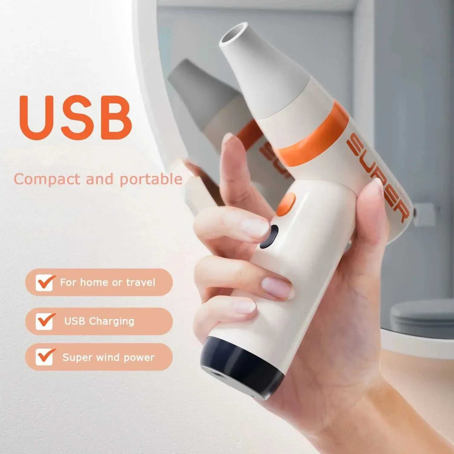 Portable Rechargeable Handheld USB Charging Blow Dryer Power Fan Mini Hair Dryer Household Appliance Dusting Outdoor Inflatable W251029