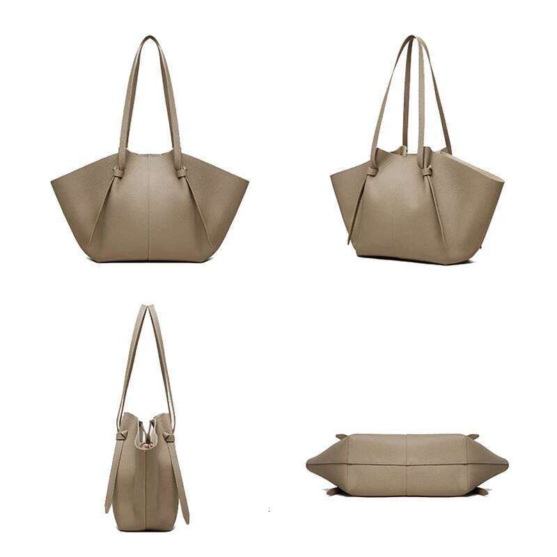 Genuine Leather Handbag Large Capacity Cowhide Tote Bag, Fashionable Batwing Design, Versatile Bag for Women, New