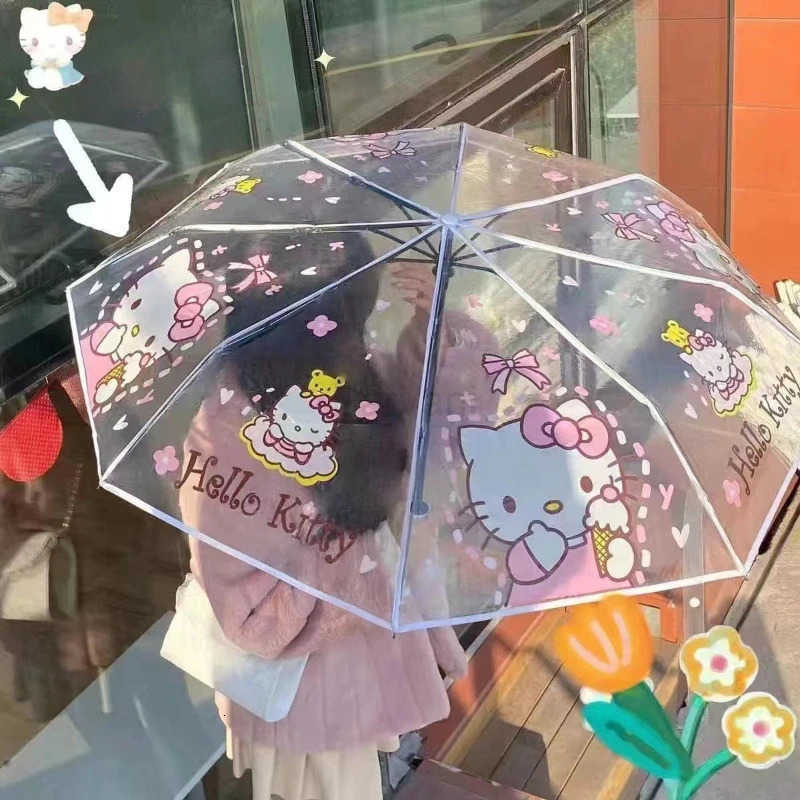 Sanrio HelloKitty manual cute cartoon womens folding light and portable umbrella daily antiumbrella L251029