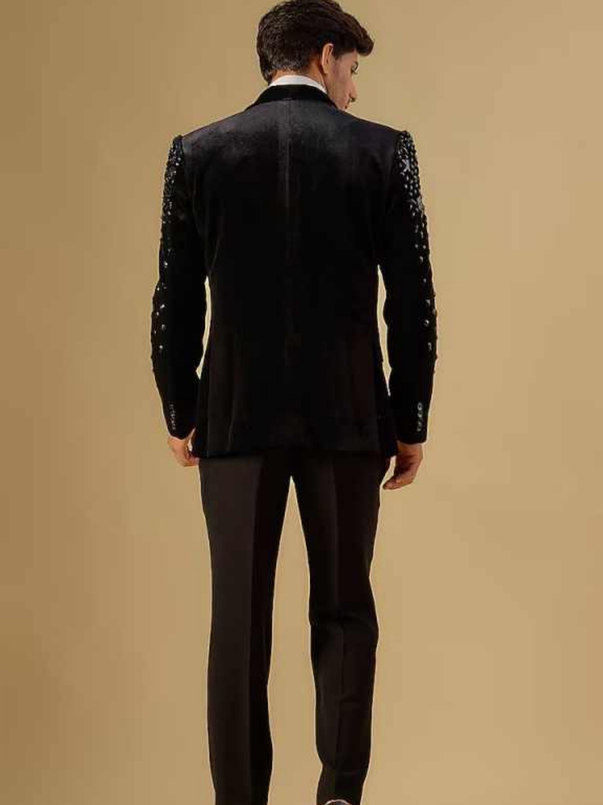 Formal 2 Pieces Crystals Men Suits Shawl Lapel Single Breasted Jacket Blazers Classic Fit Business Occasion Party Custom Made