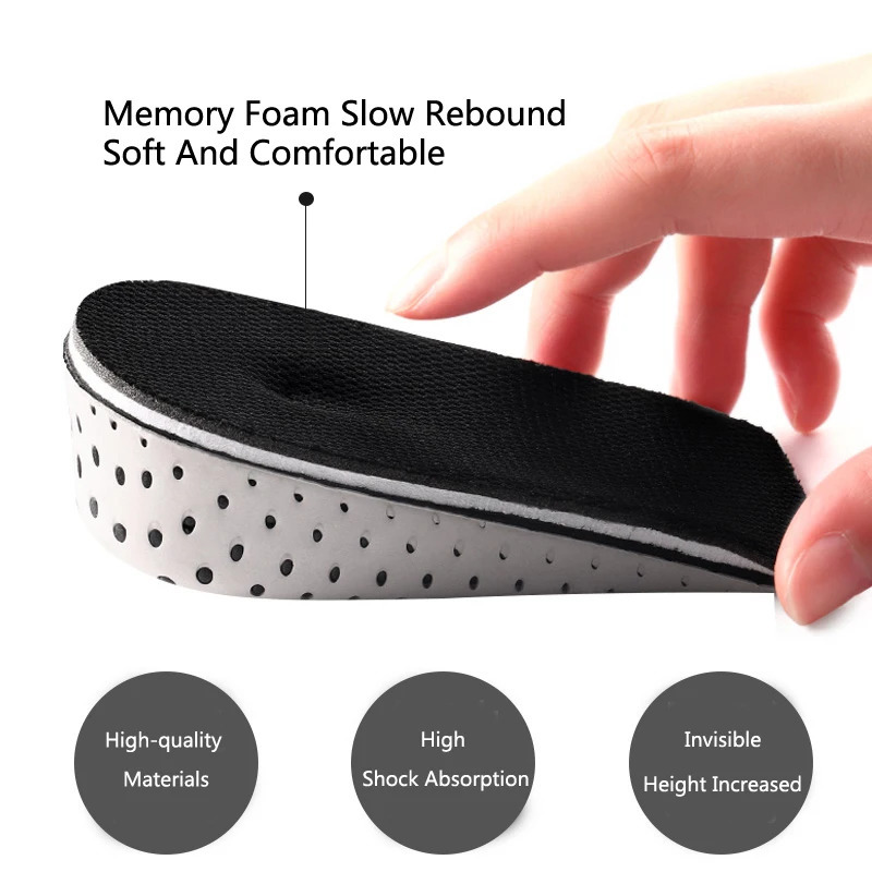 24cm Memory Foam Insoles for Shoes Men Height Increase Templates Breathable Sweatabsorbent Insoles for Feet Running Accessorie 251029