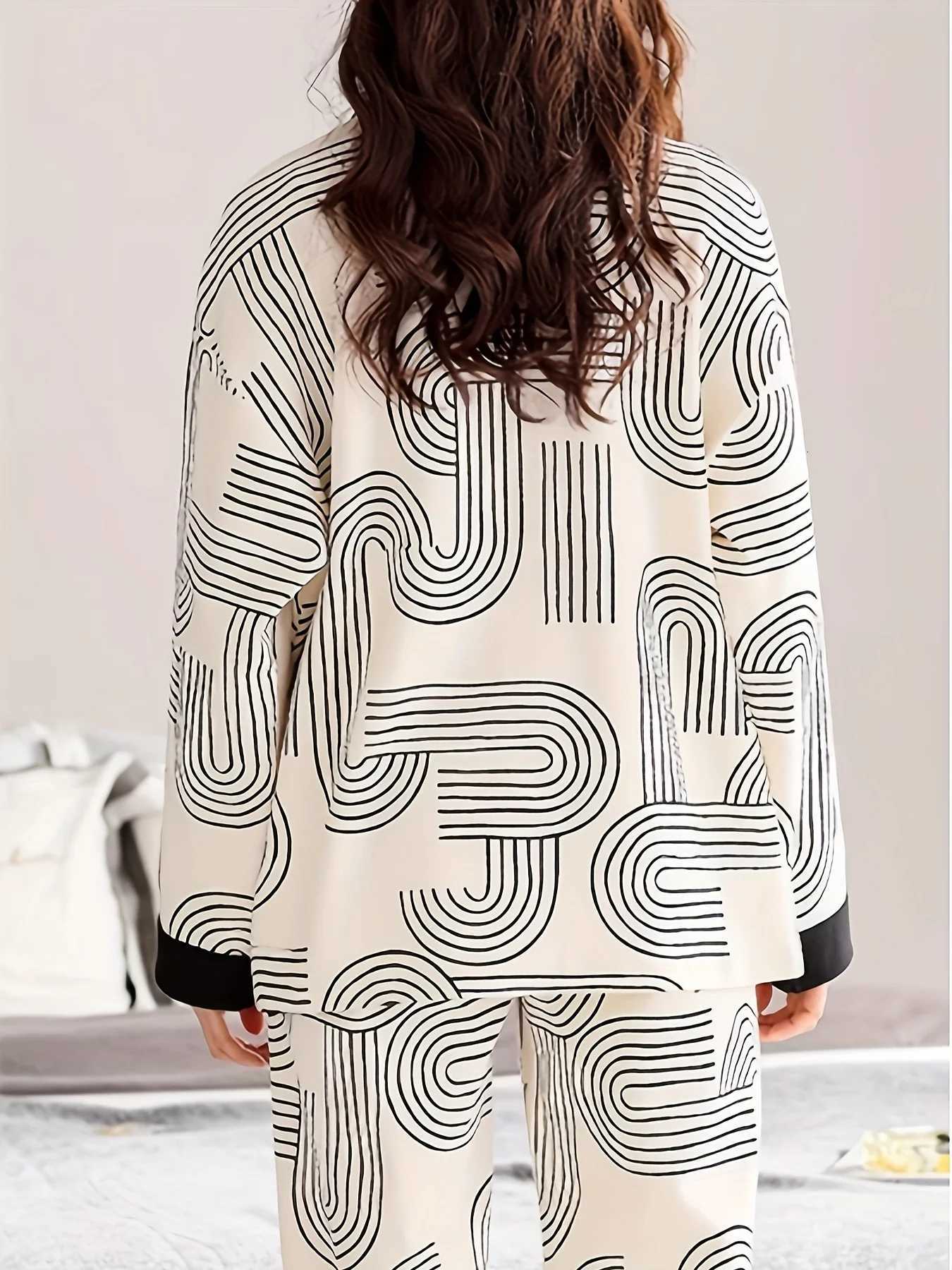 New Style Womens Pajama Set for Autumn Winter Long Sleeve Long Pants Minimalist OuterWearable LoungewearT251029