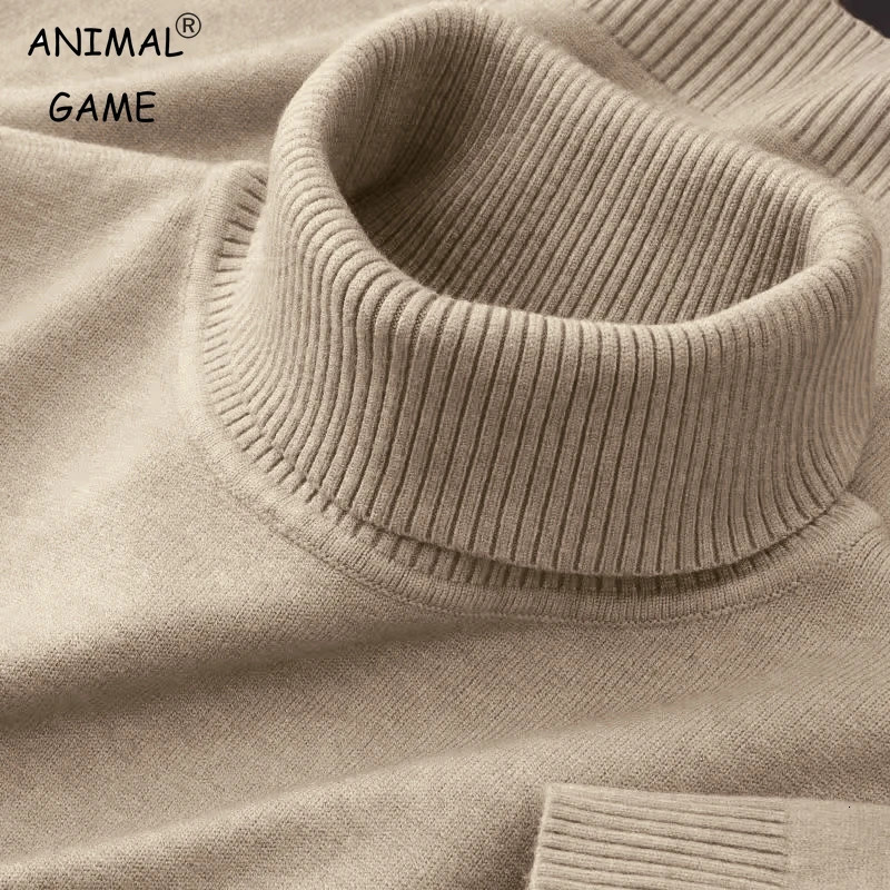 Mens Knitted Sweaters Solid Color Turtleneck Breathable Pullovers Warm Outdoor Basic Streetwear autumn Business Tops 251029