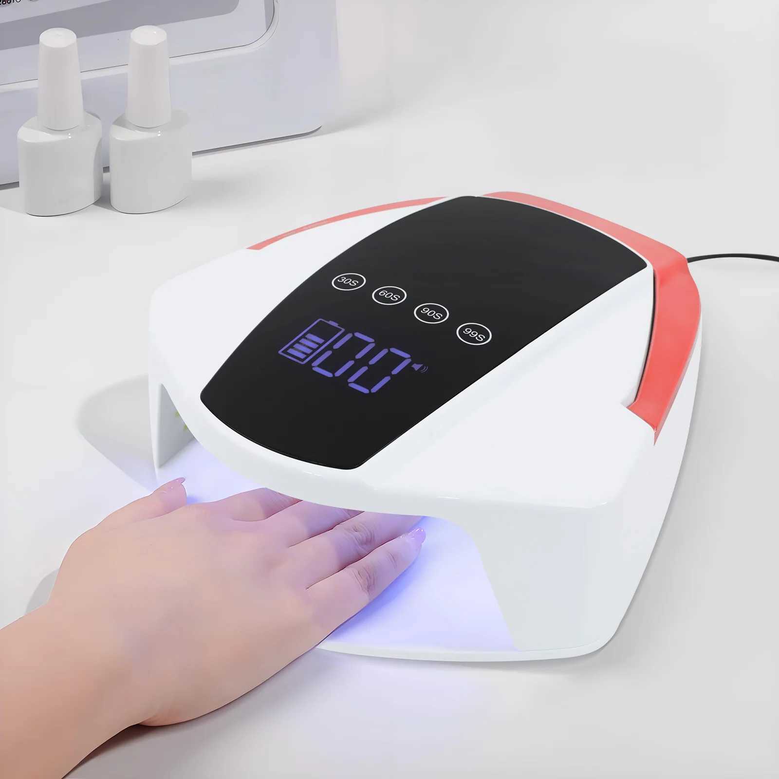 96W ABS Rechargeable Nail LampWhite Red Black Automatic Sensor UV LED Nail Dryer Tabletop24279cm for HomeNail Stores J251115