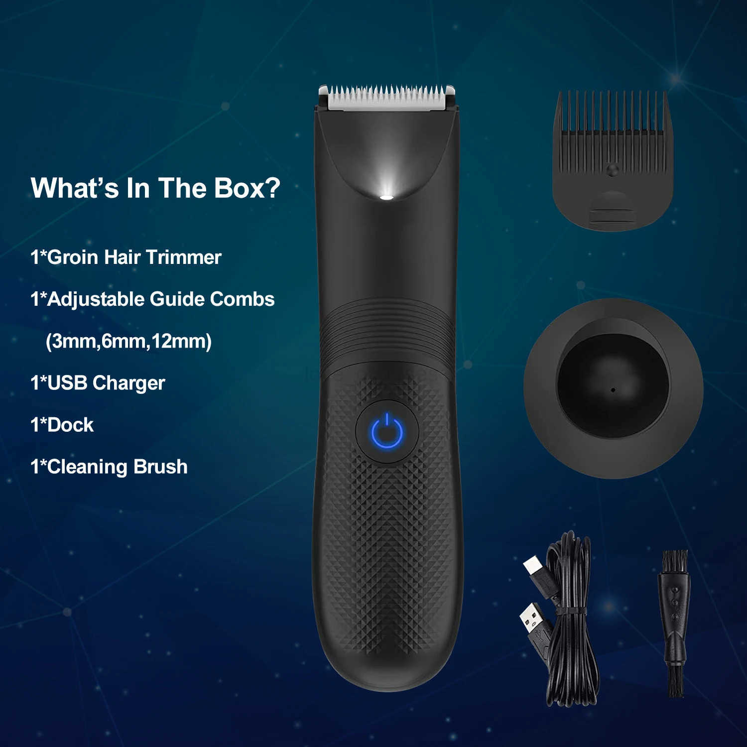 Hatteker Groin Area Hair Trimmer Lawn Mower Ceramic Blade Waterproof Body Hair Ultimate Hygiene Razor for Man Cordless Clipper Z251029