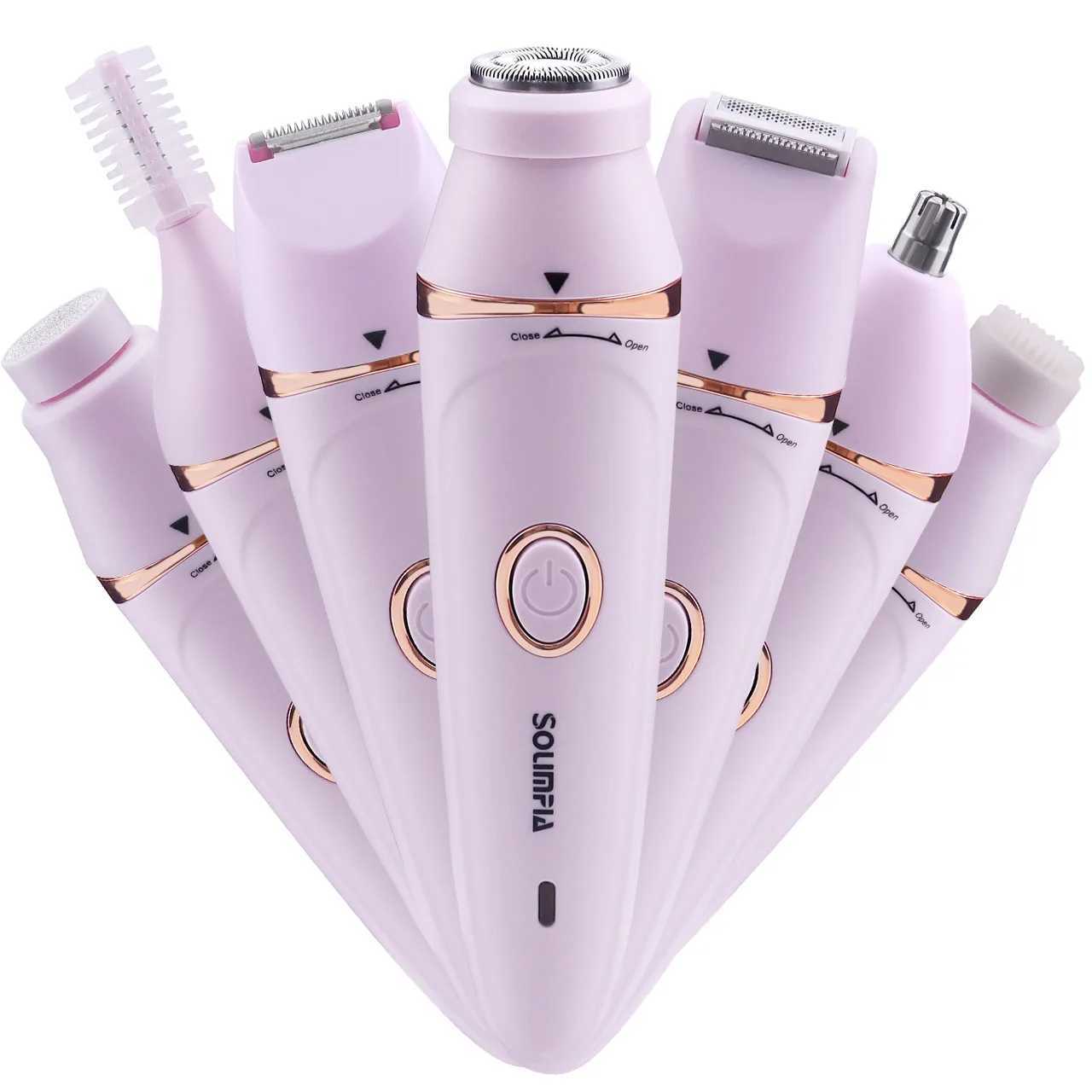 Solimpia 7 in 1 Body Hair Removal Electric Epilator Armpit Hair Bikini Hair Leg Hair Pubic Hair Electric Razor Clipper Shaver J251117
