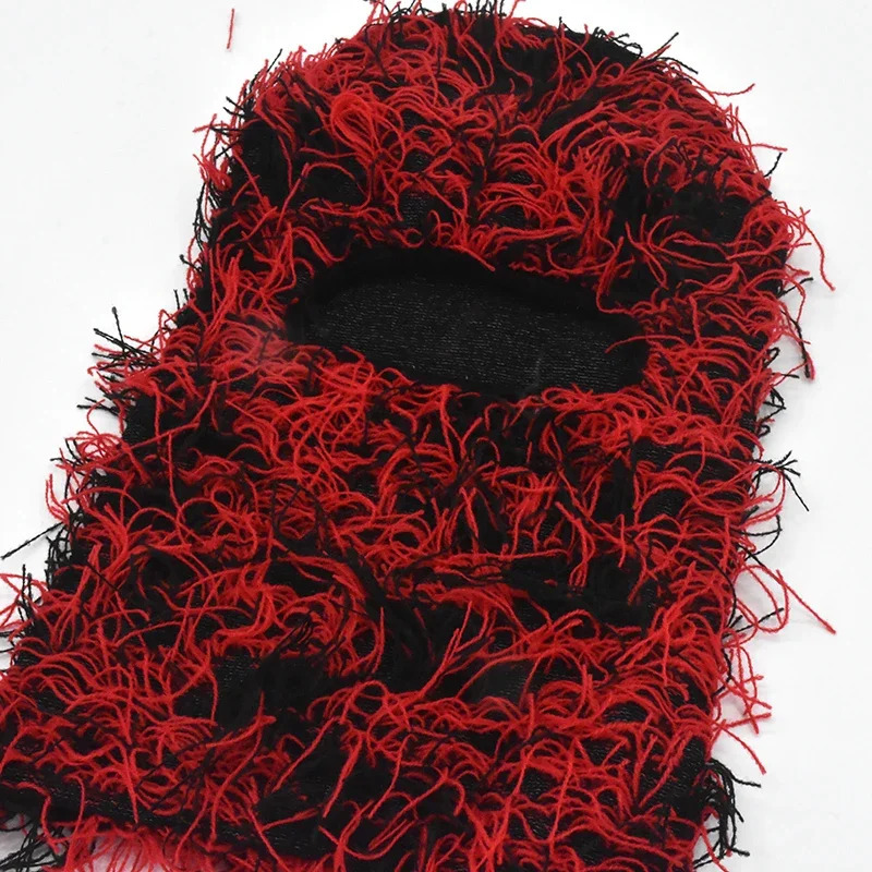 Hip Hop Balaclava Distressed Knitted Caps Full Face Ski Mask Women Outdoor Camouflage Fuzzy Ski Balaclava Beanies Hat 251029