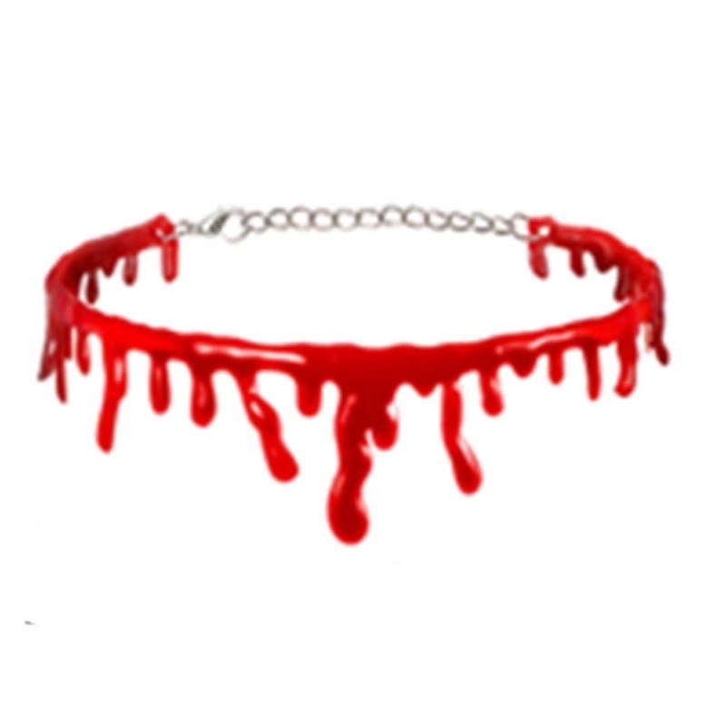 4 pieces of devilish Dark style jewelry collection: including blood-red tassel collars, red and black devilish horn hair clips for character dressing 