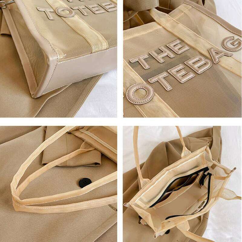 The Tote For Women 2025 Designer Handbag Square Hand Bag Beach Summer Transparent Shopping Shoulder Pink Bags Purses