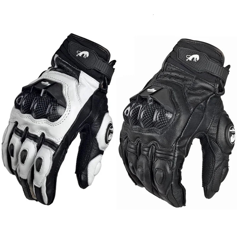 Driving Black White Motorcycle Gloves Genuine Leather Racing Glove Motorbike Sheepskin Cowhide Goat Knight Touch Screen 251013