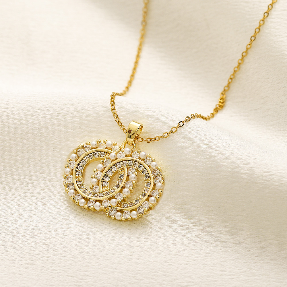 Never Fading Gold Plated Designer Brand Fashion Pendants Necklaces Stainless Steel Letter Choker Pendant Necklace Beads Chain Jewelry Accessories Christmas Gift