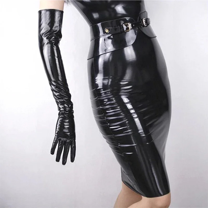 Sexy Women Shiny Long Gloves Leather Latex Cosplay Clothing Pole Dancing Night Club Accessories Tight 251013