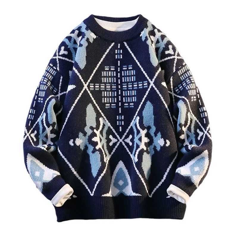 Retro Patterned Highquality Knitted Sweater Brand Fashionable High Street Pullover Autumn Winter Daily Casual Warm Pullover J251029