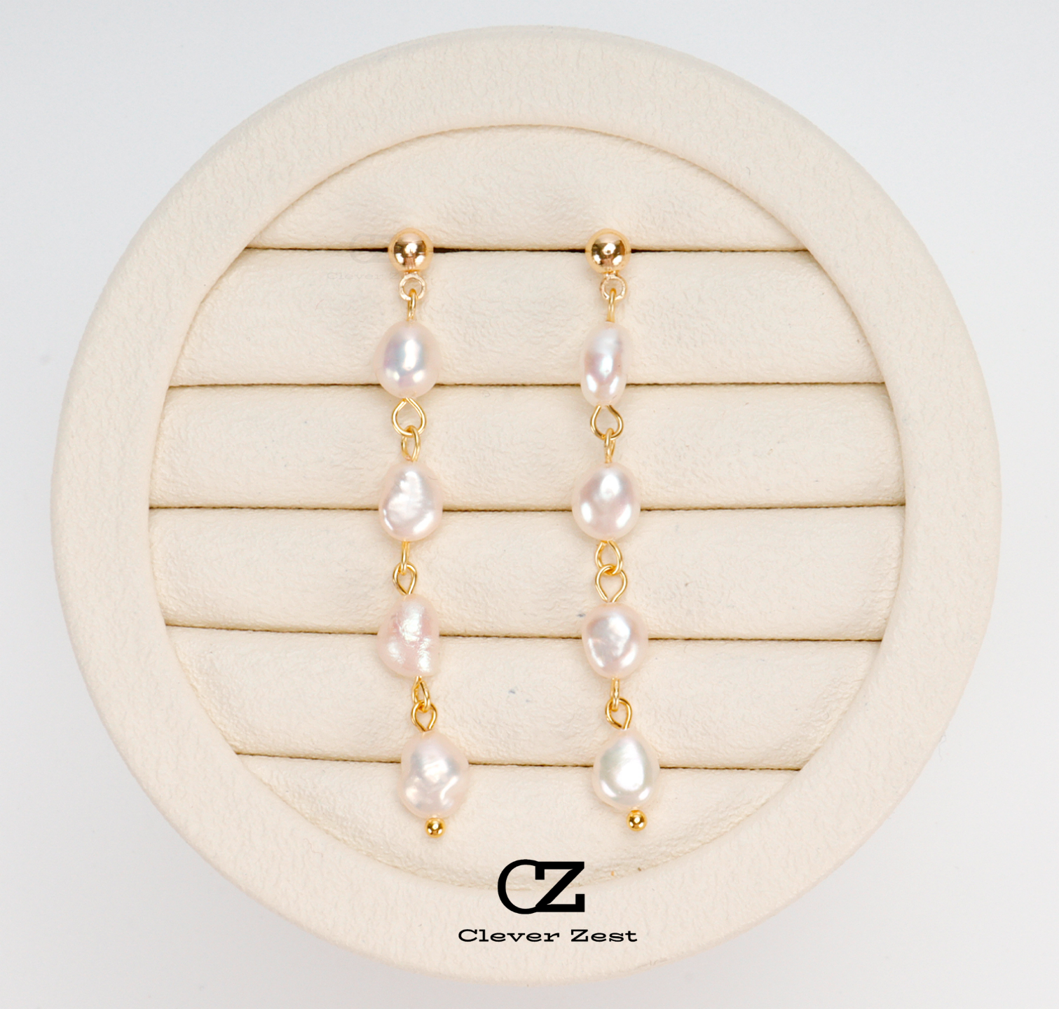 Natural White Rice-Shaped Pearl Long Fringe Earrings 14K Gold-Filled Fashionable Versatile Trend Anniversary Gift Bestie Gift