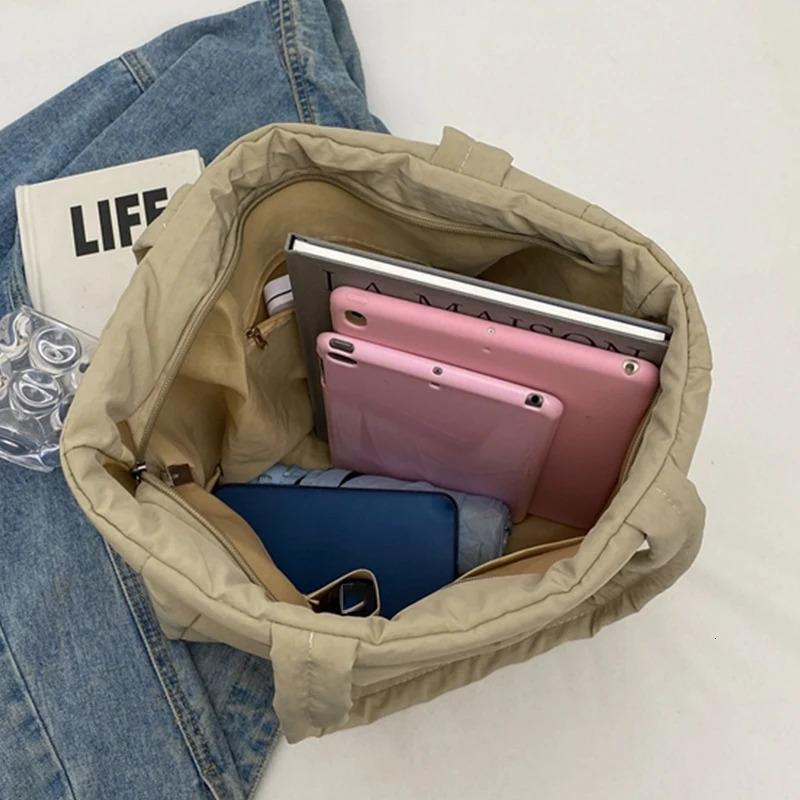 Soft Shoulder Bag For Women Cloth Solid Color Female Handbags Large Capacity Tote Bags Shopping 251029