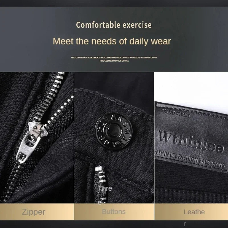 Wthinlee Brushed Jeans Winter Jeans Men Slim Fit Stretch Thick Velvet Pants Warm Jeans Casual Fleece Trousers Male 251029
