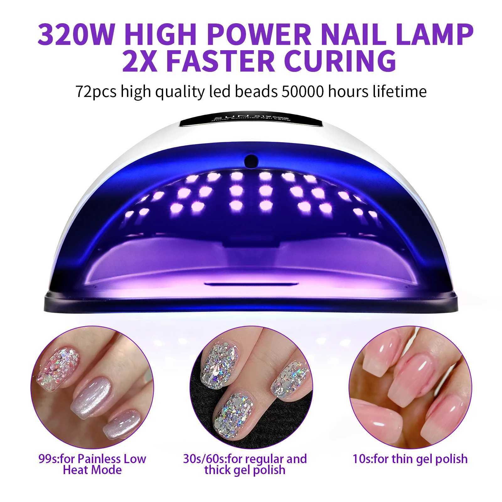High Power 320W UV LED Nail Lamp With 72 Light Beads Fast Drying Gel Polish Curing Machine For Home Use And ProfessionalManicure J251115