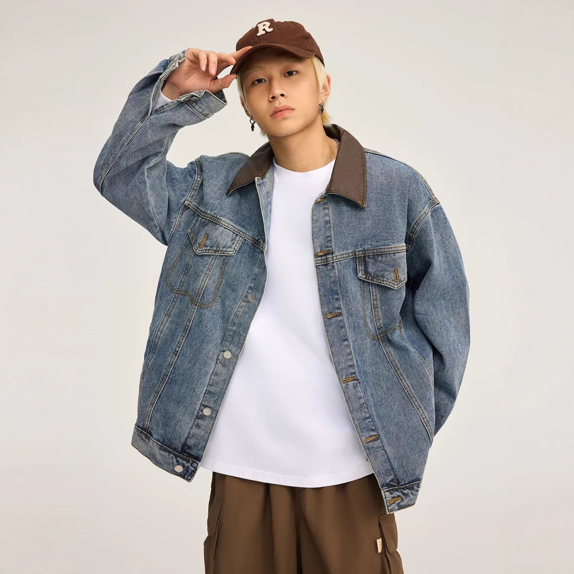 American Style Washed Lazy Denim Jacket For Men And Women Spring And Autumn Season Trendy Designer Jacket Brand Loose Fit Simple Casual Versatile Jack