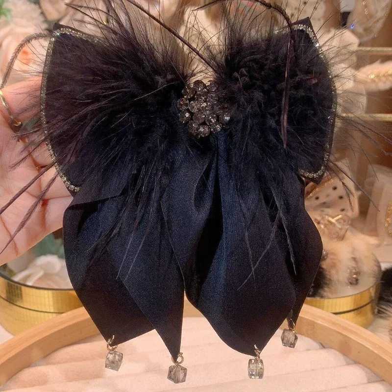 Korean Solid Color Fabric Bow Hair Clips Crystal Hair Bows Ponytail Clip Hairpin Barrettes Headwear Hair Accessories for WomenW251028