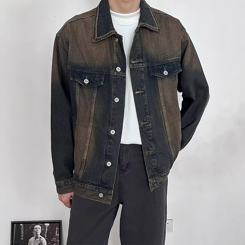 American Style Denim Jacket For Designer Jacket Men Spring And Autumn New Trendy Brand High-end Feel Washed And Distressed Loose Casual Versatile Coat
