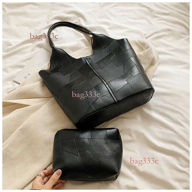 Lanjia- Fashionable Large Capacity Spliced Tote Women's New Korean Version Trendy Ins Versatile Commuting Single Shoulder Mother And Child Bag 24