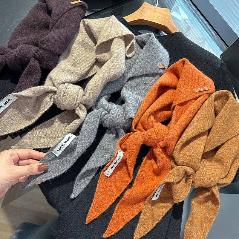 Knitted Scarf Women 100 Wool Winter Warm Scarves Bright Solid Color n Thickened Shawl Soft Cashmere Neck 251013