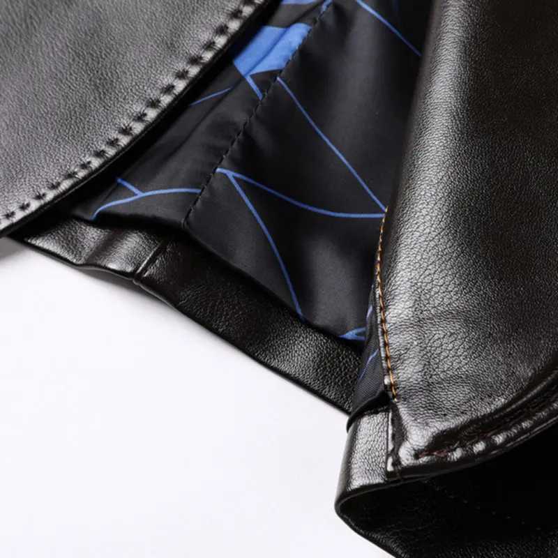 2025 New Spring Autumn Fashion Mens Business Slim Fit Faux Leather Suit Blazers Male Formal Soft Wedding Black PU Jackets CoatsT251029