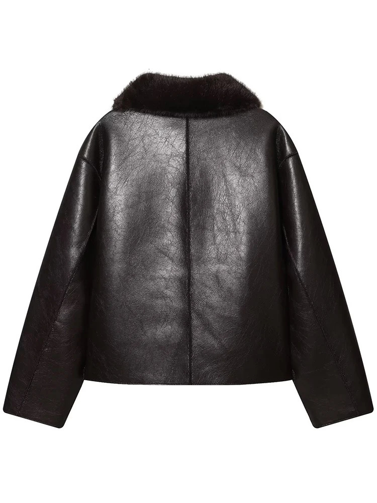 TFMLN Women Reversible Leather Jackets Fashion Winter 2025 Faux Fur PU Double Sided Short Coat Female Warm Outerwears 251029