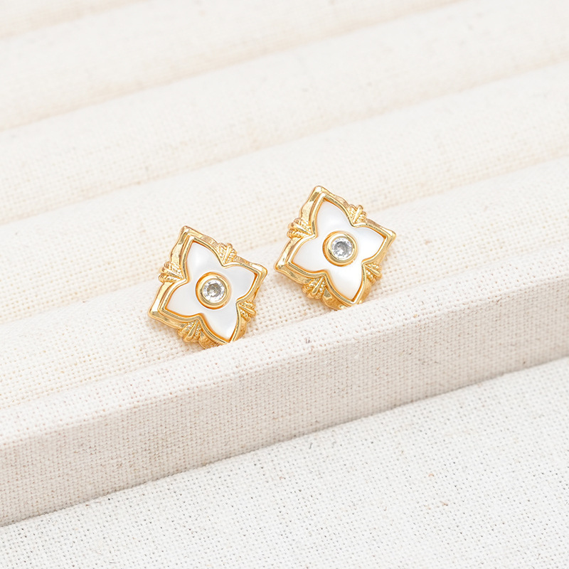 Earrings for women S925 Silver Needle Unique Light Luxury Advanced Geometric Shell Earrings free shipping birthday gift Luxury earrings diamond earrin