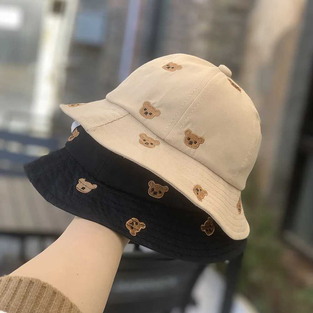 Wide Brim Baby Panama Basin Cap Kids Bear Fisherman Hat Cartoon Print Toddler Bowl Hat 13year Boy Girl Children Sunscreen Visor251028