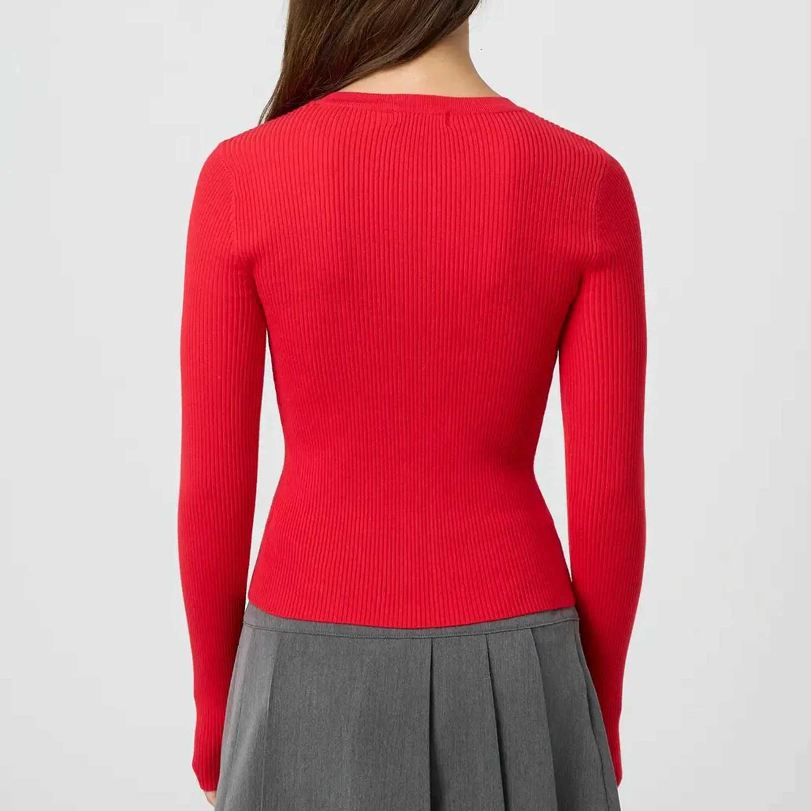 Womens Ribbed Cardigan Tops Spring Fall Solid Color Long Sleeve Round Neck Button Up Cropped Sweaters Female Casual PulloversT251028