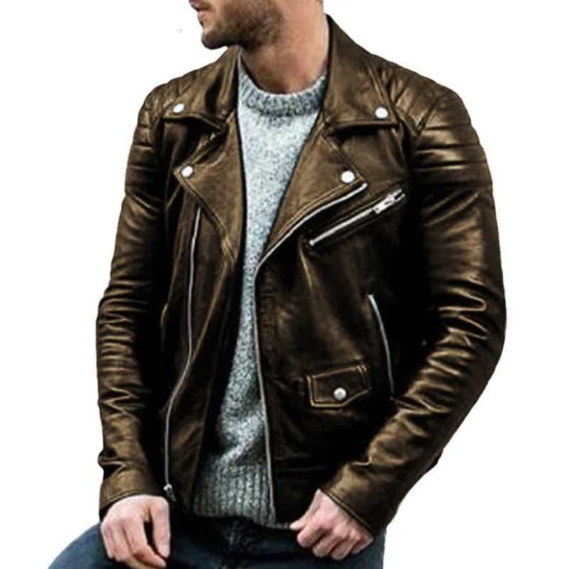 Spring Autumn New Fashion Mens Casual Trendy Loose Leather Jacket Coat American High Street Zipper Motorcycle Coat Plus SizeT251029