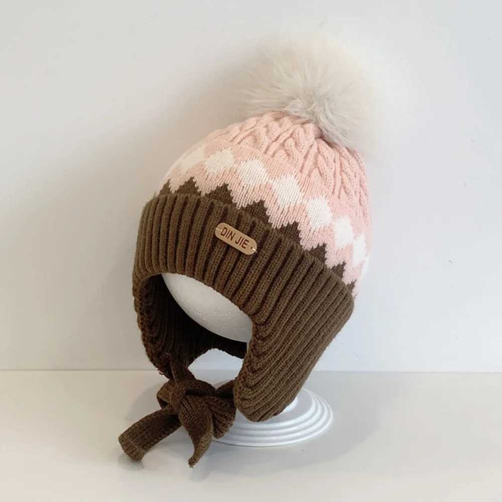 New 25 Year Baby Knitted Hat Windproof Thicken Knitted Woolen Hat Warm Children Head Cover Autumn Winter251028
