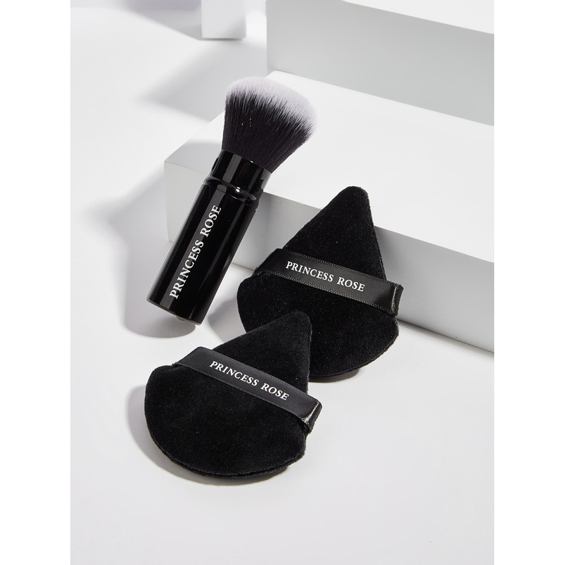 Hot-selling Black Portable Retractable Multi-Function Travel Makeup Brush with Puff