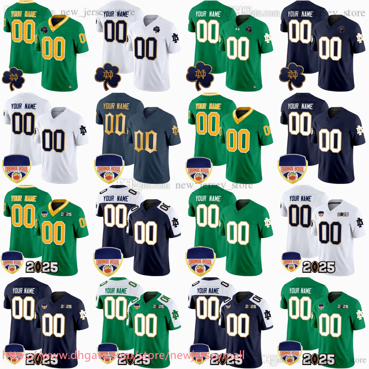 2025 Custom S6XL Notre Dame Fighting Irish Football Jersey 4 Jeremiyah Love 10 Sam Hartman 3 Joe Montana 7 Audric Estime 13 Riley Leon
