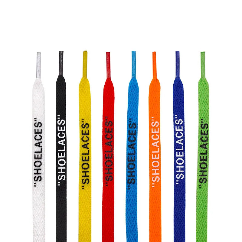 475563 Printing Shoe Laces Silicone Printed Shoelace 8MM Flat Boot Laces Off Print White Shoe Laces for Sneakers 1 Pair 251029
