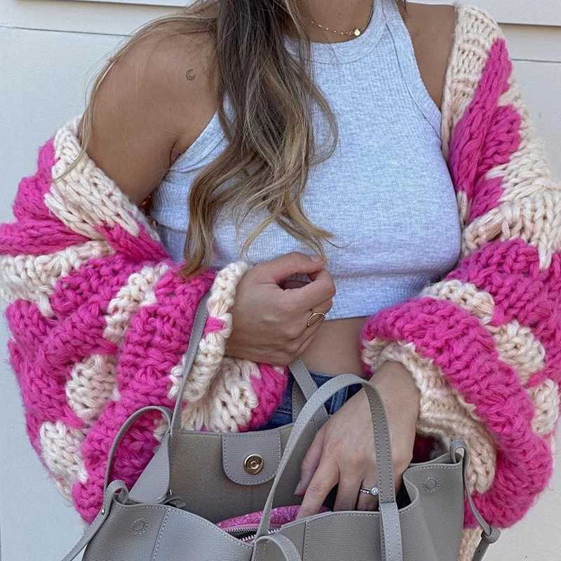 Stripe Pattern Cropped Cardigans Vintage Lantern Sleeves Knitted Sweater Aesthetic Y2k Knitwear Coat Women Autumn Outwear StreetT251028