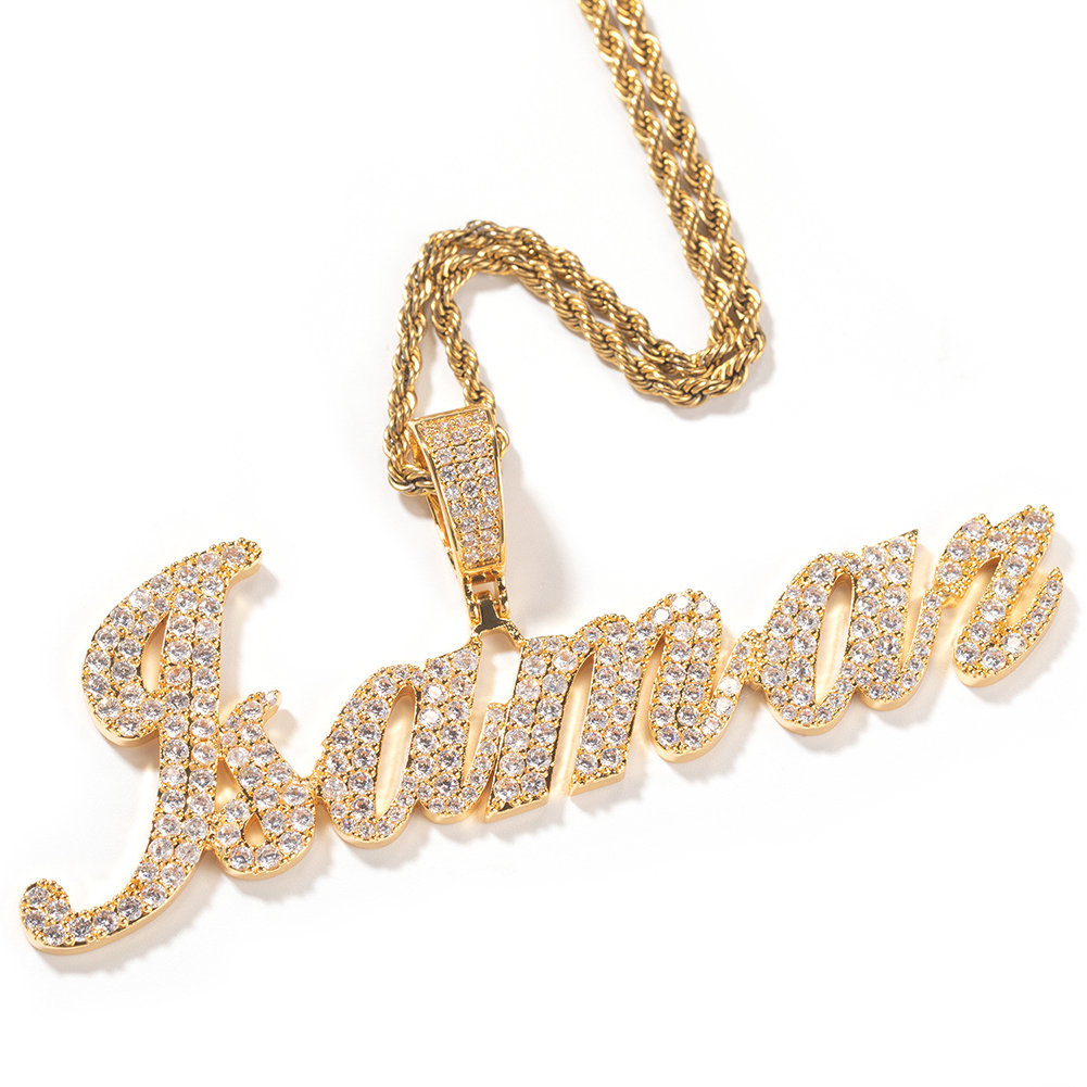 Hip Hop Custom Charm A-Z Letters Name Pendant Necklace 5A Cubic Zircon 18k Real Gold Plated Jewelry Women Men Gift