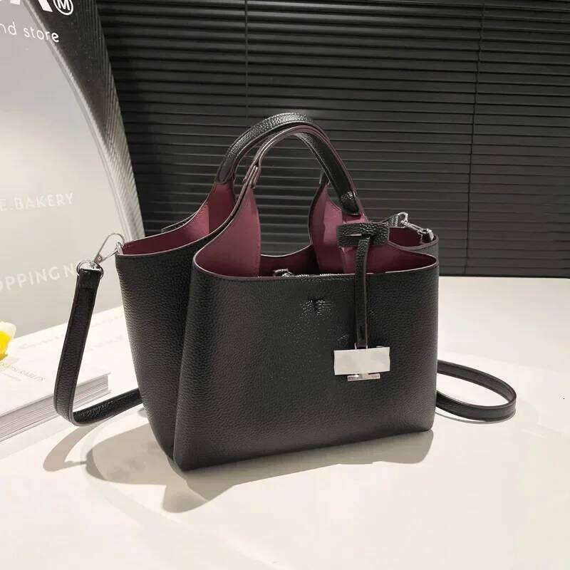 New Large Capacity Handbag for Women, Versatile Commuter Shoulder Bag, Water Bucket Style, Polyester Lining