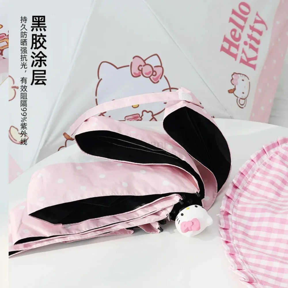 Sanrio Sanrio Hello kitty 3D Five Fold Umbrella Cute Cartoon Cute Girl Heart Clear Rain Dual purpose Umbrella L251029