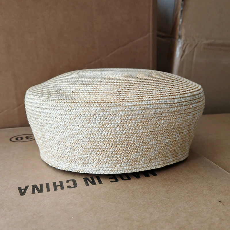 French Beret Hat Women Straw Cap Summer Woven Sun Church Derby Party Hostesses Pillbox Millinery Fascinator Base 251013